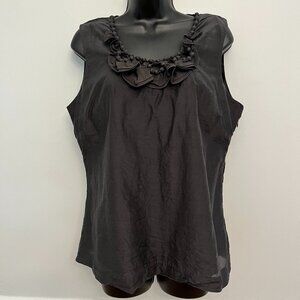 Banana Republic Black Silk Blend Tailored Blouse, Size 14